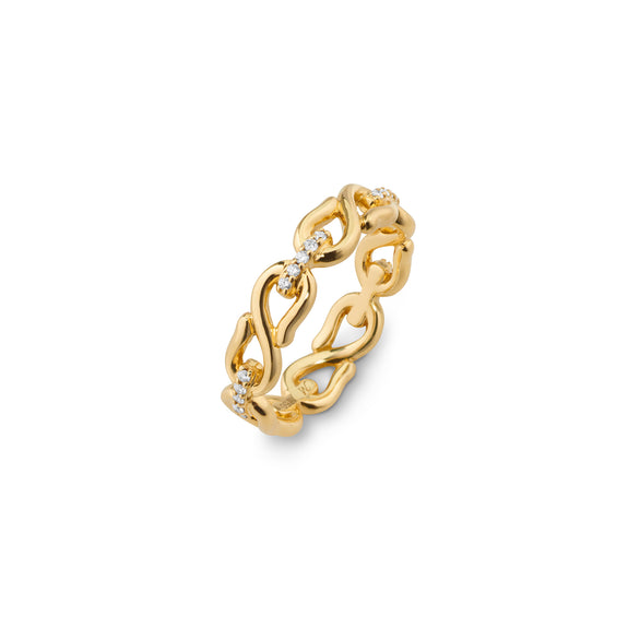 Ladies 10 Karat Yellow Gold Diamond (0.05TDW) Infinity Stackable Ring -  Bijouterie Prestige